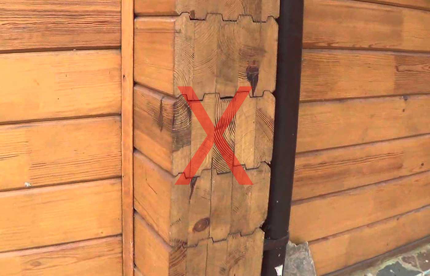 Неправильное соединение клееного бруса при строительстве дома